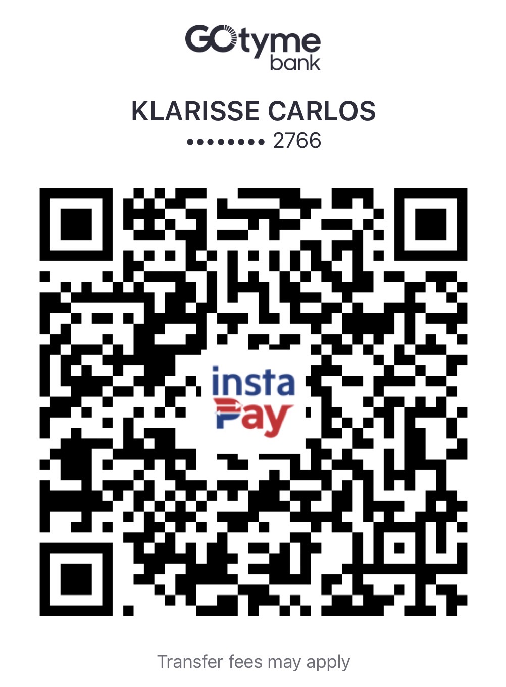 GoTyme Bank QR code for Klarisse Carlos
